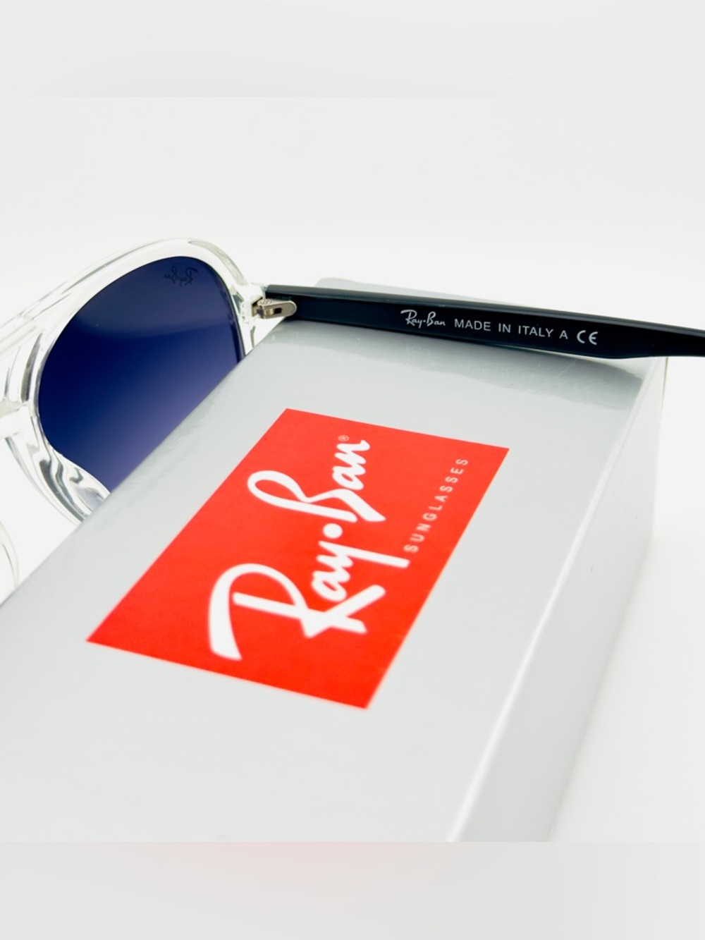 Ray-Ban Aviator Sunglasses RB4376 Transparent Frame with Gradient Dark Gray Lens - Picture 13 of 16